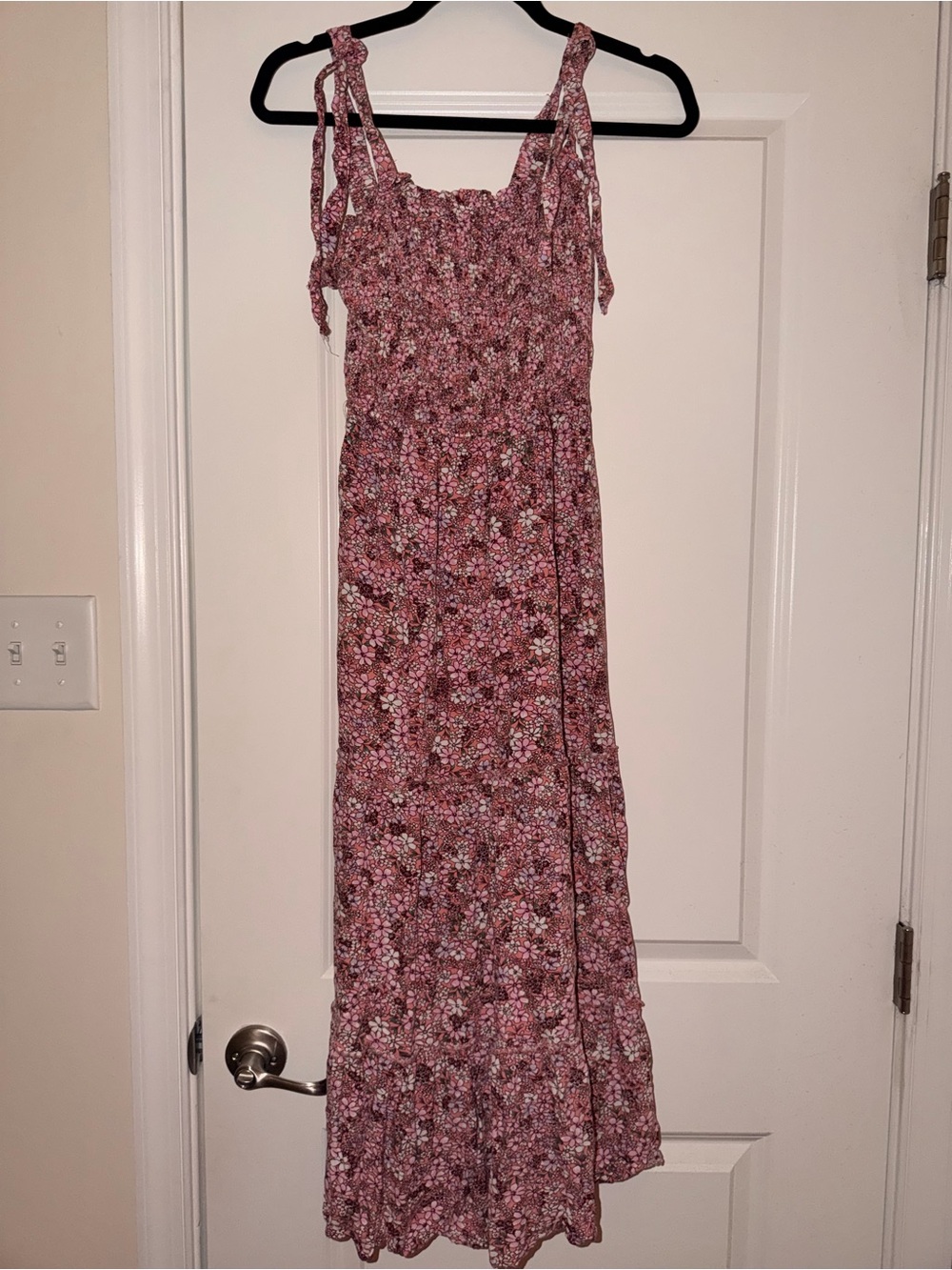 Jessica Simpson Pink Floral Tie-Shoulder Maxi Dress